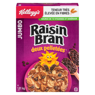 Kellogg’s Raisin Bran Céréales jumbo 1.01 kg, 0,98 $/100g