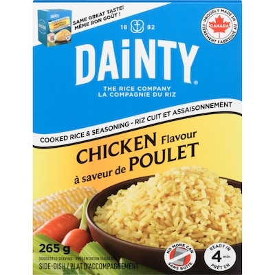 Riz Dainty Riz cuit et assaisonnement à saveur de poulet 265 g, 0,66 $/100g
