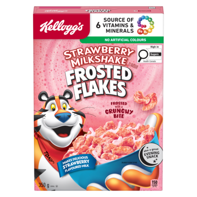 Kelloggs Frosted Flakes Cereal Strawberry Milkshake Flavour 350 g, $1.28/100g