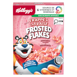 Kellogg’s Frosted Flakes Céréales saveur de frappé à la fraise 350 g, 1,65 $/100g