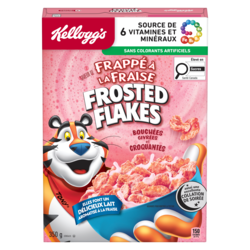 Kellogg’s Frosted Flakes Céréales saveur de frappé à la fraise 350 g, 1,43 $/100g