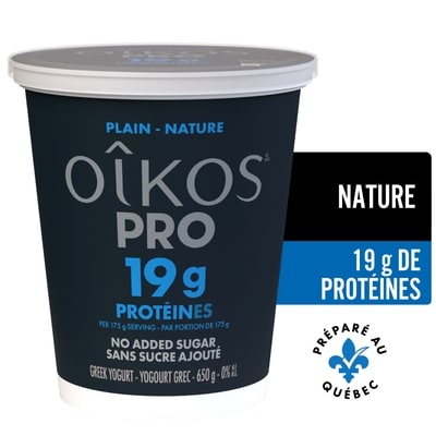 Oikos PRO Yogourt Grec Protéiné, Teneur Élevée En Protéines, Nature 650 g, 1,43 $/100g