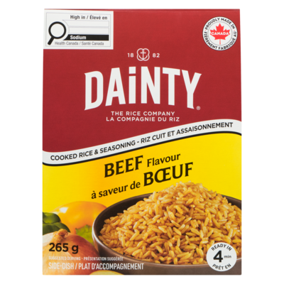 Riz Dainty Riz cuit et assaisonnement à saveur de bœuf 265 g, 1,39 $/100g