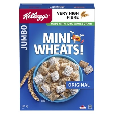 Kelloggs Mini Wheats Cereal Original Jumbo 1050 g, $1.24/100g