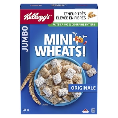 Kellogg’s Mini Wheats Céréales originale jumbo 1050 g, 1,24 $/100g