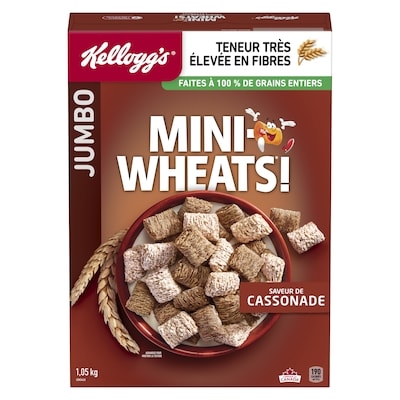 Kellogg’s Mini Wheats Céréales saveur de cassonade jumbo 1050 g, 1,28 $/100g