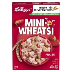 Kellogg’s Mini Wheats Céréales fraise 390 g, 1,92 $/100g
