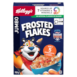 Kelloggs Frosted Flakes Cereal Jumbo 950 g, $1.05/100g