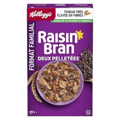 Kellogg’s Raisin Bran Céréales format familial 600 g, 1,33 $/100g