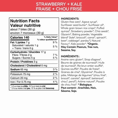 Organic Strawberry + Kale Oaty Bites Snacks