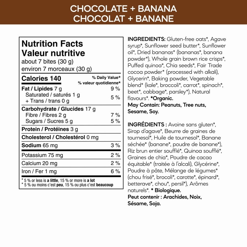 Organic Chocolate + Banana Oaty Bites Snacks