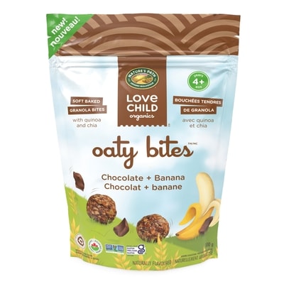 Love Child Organics Bouchées collation chocolat + banane Oaty Bites 100 g, 6,49 $/100g