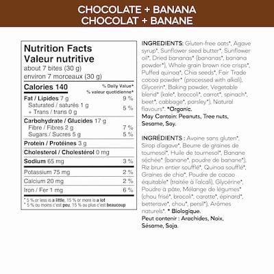 Bouchées collation chocolat + banane Oaty Bites