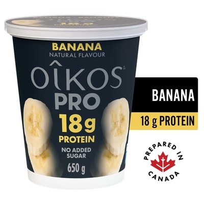 Oikos PRO High Protein Greek Yogurt, Banana, 18g protein 650 g, $1.15/100g