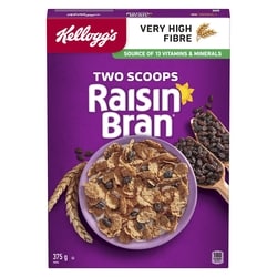 Kelloggs Raisin Bran Cereal 375 g, $1.60/100g