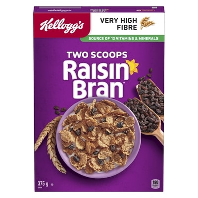 Kelloggs Raisin Bran Cereal 375 g, $1.86/100g