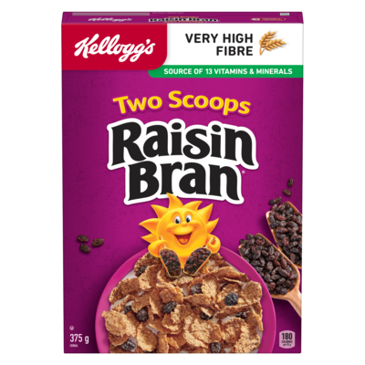 Kelloggs Raisin Bran Cereal 375 g, $1.60/100g
