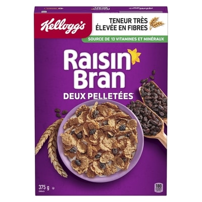 Kellogg’s Raisin Bran Céréales 375 g, 1,86 $/100g