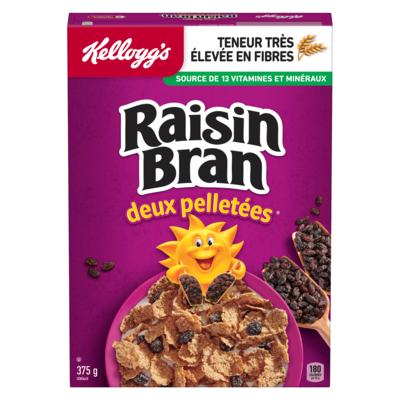Kellogg’s Raisin Bran Céréales 375 g, 1,60 $/100g