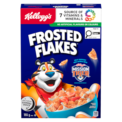 Kelloggs Frosted Flakes Cereal 355 g, $0.99/100g
