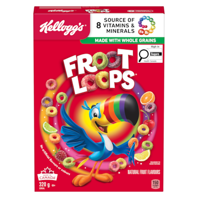 Kelloggs Froot Loops Cereal 320 g, $1.09/100g