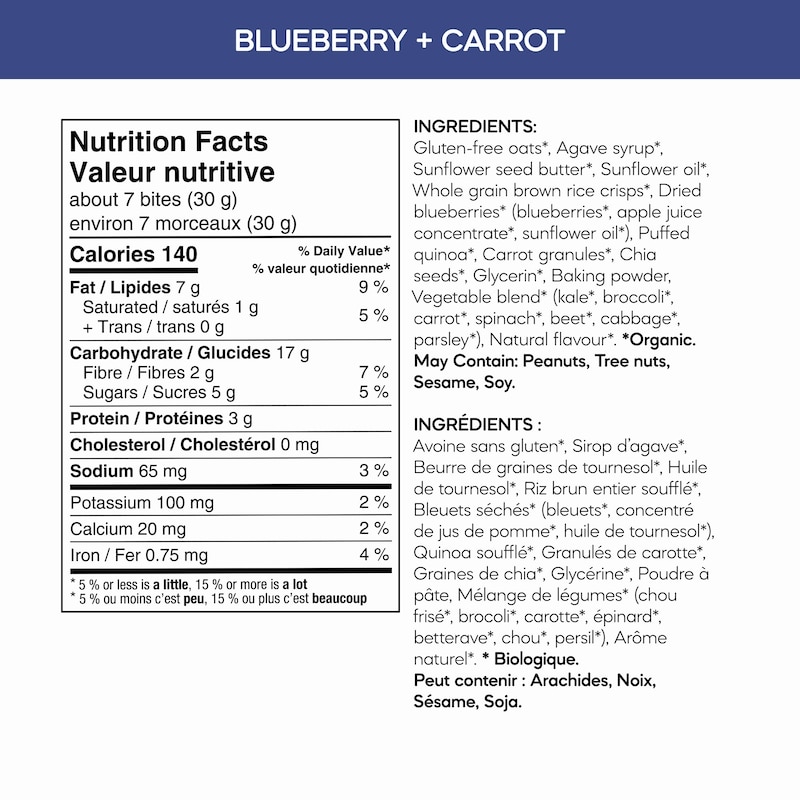 Organic Blueberry + Carrot Oaty Bites Snacks