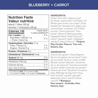 Bouchées collation bleuet + carotte Oaty Bites