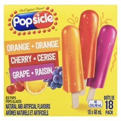 Popsicle Ice Pops - Orange, Cherry, Grape - 18 ea | Independent