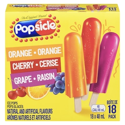 Popsicle Pops glacés - orange, cerise, raisin 18 ea, 0,33 $/1ch
