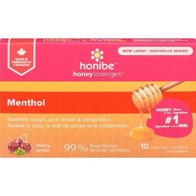 Honibe Pastilles menthol cerise 10 ea, 0,55 $/1ch