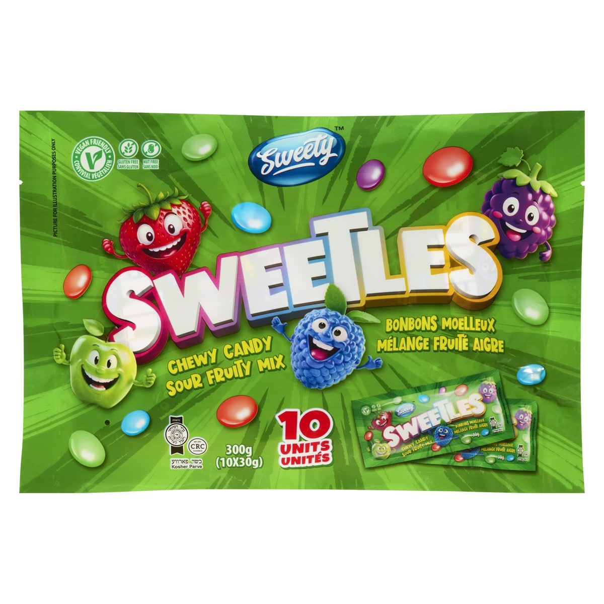 Sweety Sweetles bonbons moelleux mélange fruité aigre 300 g, 2,50 $/100g