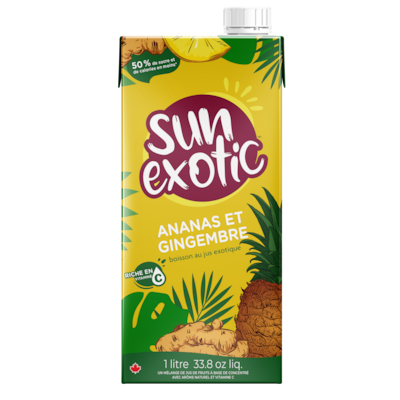 Sun Exotic Boisson au jus d'ananas et de gingembre 1 l, 0,25 $/100ml