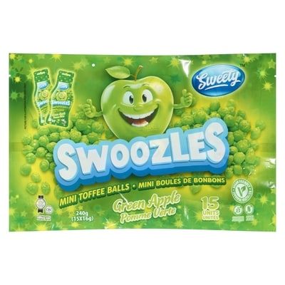 Sweety Swoozles Mini Toffee Balls Green Apple 240 g, $3.12/100g
