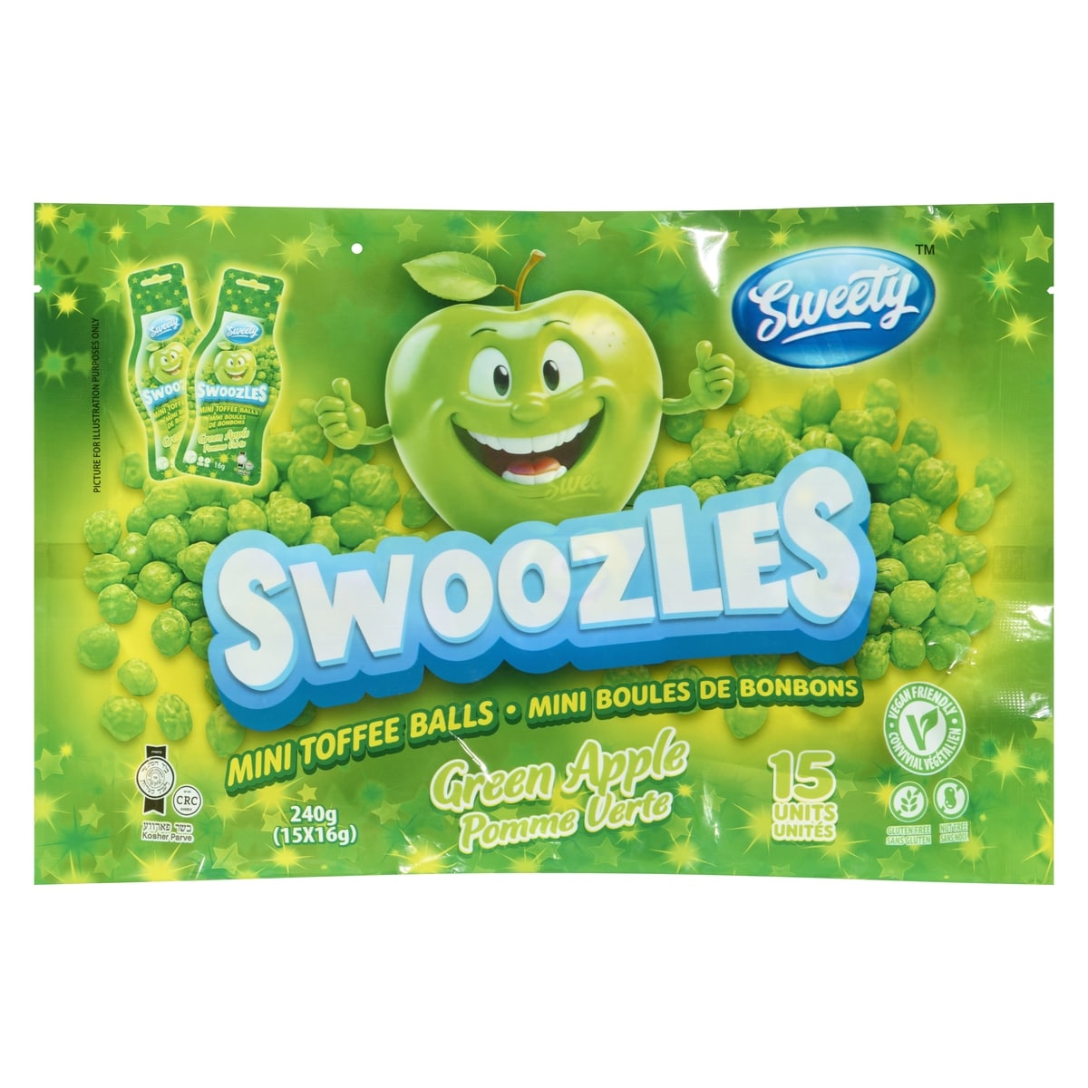 Sweety Swoozles mini boules de bonbons pomme verte 240 g, 3,12 $/100g