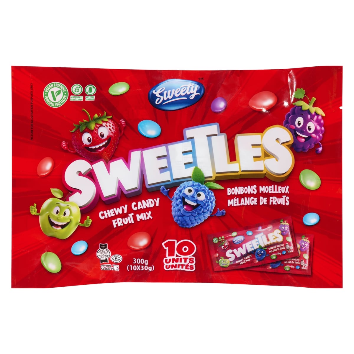 Sweety Sweetles bonbons moelleux mélange de fruits 300 g, 2,50 $/100g