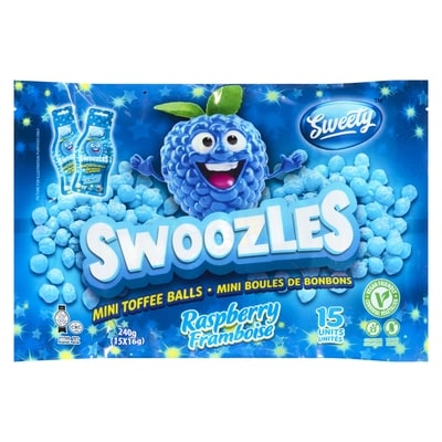 Sweety Swoozles mini boules de bonbons framboise 240 g, 3,12 $/100g