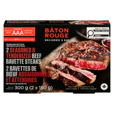 Baton Rouge Seasoned & Tenderized Beef Bavette Steak, 2-Pack 300 g, $6.50/100g