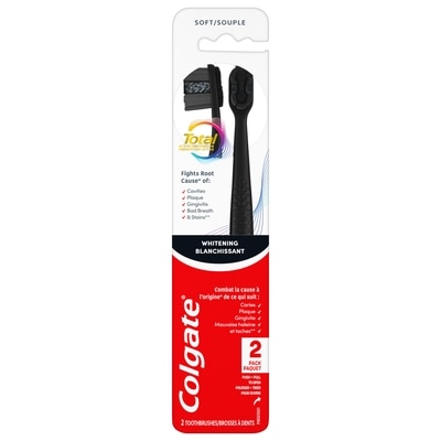 Colgate Brosse à dents blanchissante à soies douces total active prevention, pack de 2 1 ea, 11,99 $/1ch