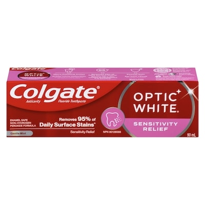 Colgate Optic White Anticavity Fluoride Toothpaste Sensivity Relief Gentle Mint 90 ml, $6.66/100ml
