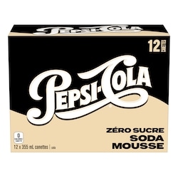 Pepsi Zero Sucre Soda Mousse 12x355.0 ml, 0,19 $/100ml