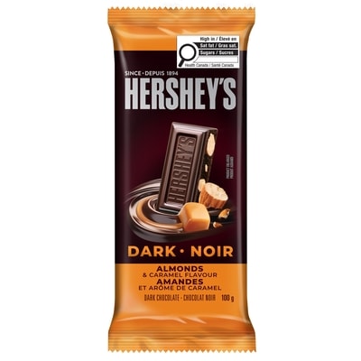 Hershey's Dark Chocolate Almonds & Caramel Flavour 100 g, $3.49/100g