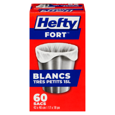 Hefty Sacs blancs très petits 15 l 60 ea, 0,13 $/1ch