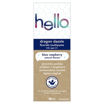 Hello Dentifrice pour enfants dragon dazzle au fluorure, tube de 88 ml, 9,08 $/100ml