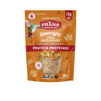 Prana Overnight Chia avec Protéine - Érable et pomme 260 g, 2,88 $/100g
