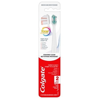 Colgate Total Active Prevention Foaming Clean Medium Toothbrush, 2 Pack 2 ea, $6.00/1ea