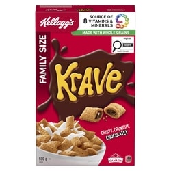 Kelloggs Krave Cereal Family Size 500 g, $1.50/100g