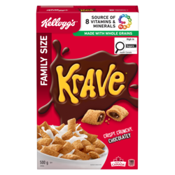 Kelloggs Krave Cereal Family Size 500 g, $1.20/100g