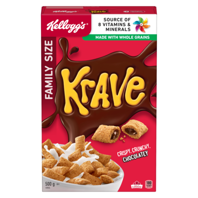 Kelloggs Krave Cereal Family Size 500 g, $1.50/100g