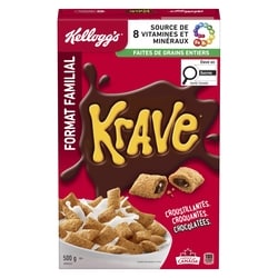 Kellogg’s Céréales Krave format familial 500 g, 1,50 $/100g