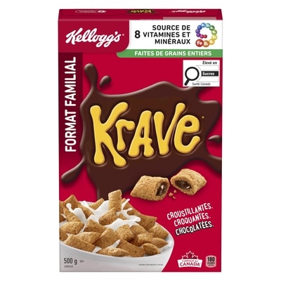 Kellogg’s Céréales Krave format familial 500 g, 1,60 $/100g